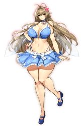 Rule 34 | 1girl, absurdres, amagi brilliant park, antenna hair, blue footwear, blue skirt, blush, bow, bracelet, breasts, brown hair, cleavage, commission, covered erect nipples, curvy, fairy, full body, gurimjang, hair between eyes, hair intakes, hand on own hip, highres, huge breasts, jewelry, knees together feet apart, long hair, looking at viewer, miniskirt, navel, pixiv commission, revealing clothes, sento isuzu, simple background, skindentation, skirt, smile, solo, standing, thick thighs, thighs, white background, wide hips, yellow eyes