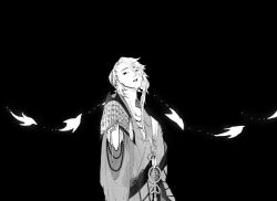 Rule 34 | 1boy, bird, black background, chinese clothes, collarbone, commentary, dagger, earrings, english commentary, eyelashes, greyscale, half-closed eyes, highres, holding, holding dagger, holding knife, holding weapon, hutromg, jewelry, knife, long hair, looking at viewer, male focus, monochrome, original, parted lips, short hair with long locks, solo, tassel, tassel earrings, upper body, v-neck, weapon, wide sleeves