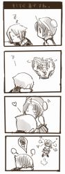 Rule 34 | 4koma, arms behind back, bad id, bad pixiv id, blush, comic, embarrassed, kissing forehead, greyscale, heart, kiss, kissing forehead, monochrome, okotamaranchi, silent comic, sleeping, squiggle, surprise kiss, surprised, translation request, zzz, | |