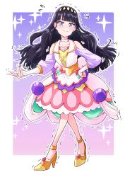 Rule 34 | 1girl, absurdres, back bow, black hair, blue eyes, blunt bangs, blush, bow, bridal gauntlets, brooch, choker, closed mouth, cosplay, cure finale, cure finale (cosplay), delicious party precure, dress, gloves, heart, heart brooch, highres, huge bow, jewelry, kasai amane, keijirou (mukunozaltusou), looking at viewer, magical girl, medium dress, precure, self cosplay, solo, standing, white choker