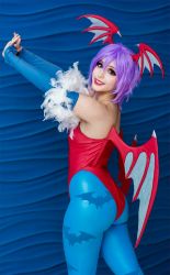 Rule 34 | ass, cosplay, highres, lilith aensland, lilith aensland (cosplay), non-asian, photo (medium), pink hair, red eyes, smile, vampire (game)