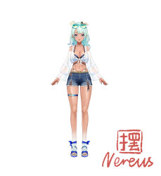 Rule 34 | 1girl, absurdres, air bubble, arms at sides, artist logo, artist name, bikini, bikini tan, blue bikini, blue footwear, blue shorts, blue skin, breasts, bubble, character request, chinese commentary, colored skin, copyright request, cutoffs, dangle earrings, detached sleeves, drinking straw, earrings, eyewear on head, facial tattoo, food, fruit, full body, gradient skin, green-framed eyewear, green eyes, green hair, hair tubes, hat, highleg, highleg bikini, highres, jewelry, large breasts, lemon, lemon slice, long sleeves, looking at viewer, medium hair, mini hat, nail polish, navel, o-ring, o-ring thigh strap, panty straps, parted lips, sandals, see-through, see-through sleeves, shirt, short shorts, shorts, simple background, smile, solo, standing, sunglasses, swimsuit, ta03545, tan, tanline, tattoo, thigh strap, toenail polish, toenails, white background, white shirt, white sleeves