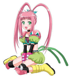 Rule 34 | 1girl, boots, chelsea torn, elbow gloves, gloves, green eyes, knee pads, long hair, open mouth, pink hair, ponytail, tales of (series), tales of destiny