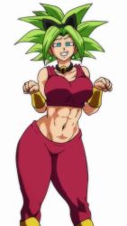Rule 34 | 1boy, 1girl, abs, animal ears, animated, ass shake, audible music, bare shoulders, begging, blue eyes, blush, bouncing breasts, breasts, cabba, cat ears, collar, collarbone, crop top, curvy, dancing, dragon ball, dragon ball super, earrings, fake animal ears, fusion, gauntlets, green hair, hairband, highres, jewelry, kefla (dragon ball), large breasts, long hair, meme, muscular, muscular female, music, navel, pants, potara earrings, rezp, sad cat dance (meme), saiyan, sleeveless, smile, sound, spiked hair, stomach, thick thighs, thighs, tight clothes, tight pants, video, white background, wide hips