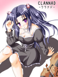 Rule 34 | 00s, 1girl, arm support, clannad, criss-cross halter, dress, hair bobbles, hair ornament, halterneck, halterneck, hiiragi tomoka, ichinose kotomi, instrument, solo, twintails, two side up, violin