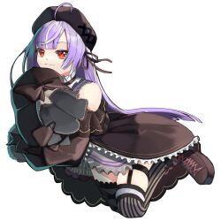 Rule 34 | 1girl, :3, ahoge, asymmetrical legwear, beret, black dress, black footwear, black hat, black ribbon, blunt bangs, boots, closed mouth, commentary request, cowlick, dress, frilled dress, frills, full body, gothic lolita, grey thighhighs, hat, highres, leg ribbon, lolita fashion, long hair, looking at viewer, medium bangs, mismatched legwear, multicolored hair, nanashi inc., official alternate costume, petticoat, purple hair, red eyes, ribbon, shiranui enki, shisui kiki, shisui kiki (2nd costume), simple background, sleeve bow, sleeves past fingers, sleeves past wrists, smile, solo, streaked hair, striped clothes, striped thighhighs, thighhighs, transparent background, two-tone hair, vertical-striped clothes, vertical-striped thighhighs, very long hair, virtual youtuber, white hair, wide sleeves