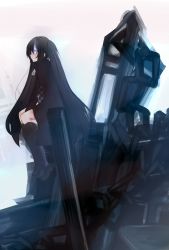 Rule 34 | 10s, 1girl, ai 1003, airi toro, bad id, bad pixiv id, black hair, black rock shooter, black rock shooter (character), blue eyes, boots, chain, coat, highres, long hair, sitting, solo, twintails
