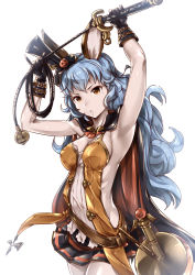 Rule 34 | 10s, 1girl, animal ears, armpits, backless dress, backless outfit, black gloves, black skirt, blue hair, breasts, cape, cowboy shot, dress, earrings, erune, ferry (granblue fantasy), ferry (halloween) (granblue fantasy), ganari ryuu, gloves, granblue fantasy, halloween, hat, highres, hoop earrings, jewelry, long hair, looking at viewer, miniskirt, rabbit ears, sideboob, single earring, skirt, small breasts, solo, top hat, wavy hair, whip, yellow eyes