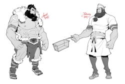 Rule 34 | 1boy, abs, arm tattoo, bara, beard, chef, chef hat, colored skin, cross scar, facial hair, full body, green skin, greyscale, hat, huge pectorals, large pectorals, loincloth, long beard, looking at viewer, low-braided long hair, low-tied long hair, male focus, mature male, midriff, monochrome, monster boy, muscular, muscular male, nipples, orc, original, pectorals, pikat, pointy ears, redesign, scar, scar across eye, scar on arm, scar on chest, scar on stomach, skinny legs, standing, stomach, strongman waist, surprised, sweat, tattoo, thick eyebrows, tied beard, topless male, tusks