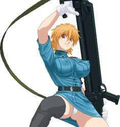 Rule 34 | 1girl, anti-materiel rifle, breasts, cameltoe, cannon, cleft of venus, covered erect nipples, gun, hellsing, hellsing 30mm anti-tank cannon harkonnen, huge breasts, lowres, pixel art, rifle, seras victoria, simple background, sniper rifle, solo, vampire, warner, weapon