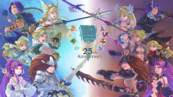 Rule 34 | 3boys, 3girls, angela (seiken densetsu 3), angry, anniversary, armor, belt, black vs white, blonde hair, blue eyes, bodypaint, breastplate, breasts, brown hair, cape, charlotte (seiken densetsu 3), child, claw (weapon), closed mouth, copyright name, dagger, dark persona, detached collar, detached sleeves, dress, dryad (seiken densetsu), duran (seiken densetsu 3), earrings, everyone, faerie (seiken densetsu 3), fairy, fairy wings, fang, fire, flail, flower, fur-trimmed shirt, fur trim, gauntlets, gnome (seiken densetsu), green eyes, happy, hat, hawkeye (seiken densetsu 3), helmet, highres, hitodama, holding, holding dagger, holding flower, holding knife, holding polearm, holding staff, holding sword, holding weapon, hood, hood down, hooded cape, horns, jester cap, jewelry, jinn (seiken densetsu), kevin (seiken densetsu 3), knife, lamp, layered clothes, light persona, long hair, long sleeves, looking at another, looking back, low ponytail, luna (seiken densetsu), magic, medium breasts, mermaid, mogg magg, monster girl, multiple boys, multiple girls, muscular, muscular male, one eye closed, open mouth, pointy ears, polearm, ponytail, puffy sleeves, purple hair, riesz, salamander (seiken densetsu), seiken densetsu, seiken densetsu 3, shade (seiken densetsu), shield, shirt, short hair, smile, staff, sword, tan, tiara, topless male, undine (seiken densetsu), visor (armor), weapon, will-o&#039;-wisp (seiken densetsu), winged helmet, wings, yellow eyes