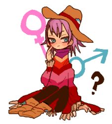 Rule 34 | androgynous, gender request, harvest moon, hat, jamie (harvest moon), lowres, poncho, purple hair, short hair, solo