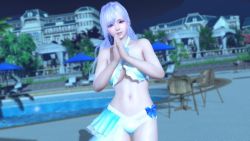 Rule 34 | 1girl, 3d, breasts, dead or alive, dead or alive xtreme 3 fortune, fiona (doa), large breasts, long hair, midriff, night, official art, solo, swimsuit, tecmo, underboob
