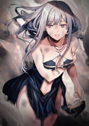 Rule 34 | 1girl, ak-12 (girls&#039; frontline), ak-12 (quiet azure) (girls&#039; frontline), arm under breasts, bad id, bad pixiv id, bare shoulders, blue dress, breasts, bruise, cleavage, clothing cutout, commentary request, commission, dress, girls&#039; frontline, halterneck, high heels, highres, injury, long hair, looking to the side, medium breasts, navel, navel cutout, official alternate costume, parted lips, pink eyes, sakaki rin, side slit, sidelocks, silver hair, skeb commission, smoke, solo, strapless, strapless dress, thighs
