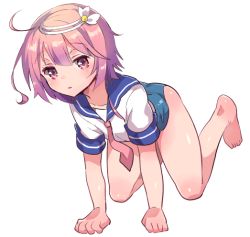 Rule 34 | 10s, 1girl, hair ornament, i-58 (kancolle), ichihaya, kantai collection, pink eyes, pink hair, school swimsuit, short hair, swimsuit