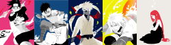 Rule 34 | 1girl, 4boys, blue eyes, forehead protector, gloves, half mask, hatake kakashi, highres, kunai, long hair, long image, male focus, mask, md5 mismatch, multiple boys, namikaze minato, naruto (series), naruto shippuuden, ninja, painting (action), pncms, sandals, scar, sitting, sword, third-party edit, umino iruka, uzumaki kushina, vest, weapon, wide image, yamato (naruto)