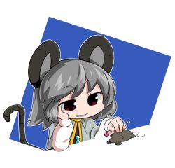 Rule 34 | 1girl, animal ears, byourou, capelet, grey hair, grin, heart, jewelry, mouse (animal), mouse ears, mouse tail, nazrin, pendant, petting, red eyes, short hair, smile, solo, tail, touhou
