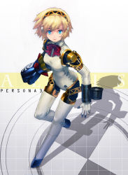 Rule 34 | 1girl, aegis (persona), android, atlus, blonde hair, blue eyes, boyaking, joints, light smile, persona, persona 3, robot joints, sega, short hair, solo