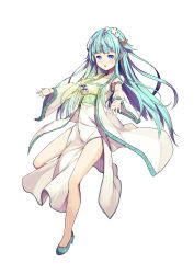 Rule 34 | 1girl, absurdres, aqua hair, bad id, bad pixiv id, blue eyes, board game, china dress, chinese clothes, detached sleeves, dress, floating, flower, full body, green footwear, hair flower, hair ornament, high heels, highres, legs, long dress, long hair, maechuu, mahjong, mahjong tile, open mouth, original, outstretched arms, parted lips, revision, robe, shoes, side slit, solo, telekinesis, white background, white dress, wide sleeves