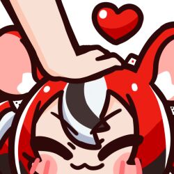 Rule 34 | 1girl, :3, ^ ^, animal ears, black hair, blush, blush stickers, chibi, chroneco, closed eyes, commentary, english commentary, hakos baelz, headpat, heart, hololive, hololive english, mouse ears, mouse girl, multicolored hair, official art, portrait, red hair, solo focus, streaked hair, transparent background, v-shaped eyebrows, virtual youtuber, white hair
