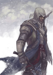 Rule 34 | 1boy, assassin&#039;s creed, assassin&#039;s creed (series), assassin&#039;s creed iii, bow (weapon), coat, connor (assassin&#039;s creed), connor kenway, gloves, hood, male focus, quiver, snow, solo, sunsetagain, tomahawk, united states, vambraces, weapon