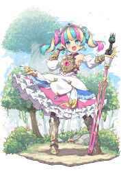 Rule 34 | 1girl, armor, armored boots, blonde hair, blue eyes, blue hair, boots, breastplate, breasts, brown pantyhose, commentary request, day, detached sleeves, dress, earrings, etrian odyssey, frilled dress, frills, full body, gauntlets, hands up, hatsunatsu, heart, jewelry, long sleeves, mesugaki, multicolored hair, pantyhose, pink hair, planted, planted sword, planted weapon, princess (sekaiju), princess 5 (sekaiju), puffy long sleeves, puffy sleeves, sekaiju no meikyuu, sekaiju no meikyuu 3, sekaiju no meikyuu hd, sideboob, small breasts, solo, standing, sword, tiara, tree, twintails, two-tone hair, weapon, white background, white dress, white sleeves