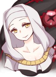 Rule 34 | 1girl, breasts, cleavage, dress, fate/extra ccc, fate/grand order, fate (series), nun, sessyoin kiara, smile, yellow eyes