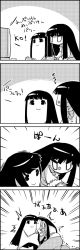 Rule 34 | 4koma, anger vein, comic, controller, female focus, fighting, game controller, greyscale, highres, houraisan kaguya, long hair, monochrome, playing games, slapping, smile, tani takeshi, touhou, translation request, yukkuri shiteitte ne