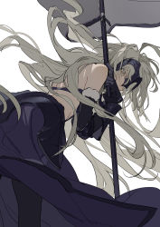 Rule 34 | 1girl, absurdres, ahoge, armor, armored dress, black gloves, commentary request, detached sleeves, dutch angle, fate/grand order, fate (series), faulds, flag, fur-trimmed sleeves, fur trim, gauntlets, gloves, hair over one eye, headpiece, highres, holding, holding flag, jeanne d&#039;arc (fate), jeanne d&#039;arc alter (avenger) (fate), jeanne d&#039;arc alter (avenger) (third ascension) (fate), jeanne d&#039;arc alter (fate), long hair, looking at viewer, silver hair, very long hair, yellow eyes, zhibuji loom
