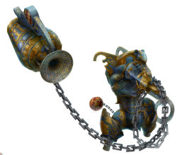 Rule 34 | 00s, 1boy, absurdres, ball and chain (weapon), chain, famfrit, final fantasy, final fantasy xii, giant, highres, mace, male focus, monster, no humans, official art, psychic, rpgamer, simple background, solo, vase, weapon