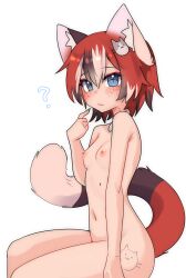 Rule 34 | + +, 1girl, :/, ?, alternate hair length, alternate hairstyle, animal ear fluff, animal ears, black hair, blue eyes, blush, breasts, cat ears, cat girl, cat hair ornament, cat tail, commentary, completely nude, detached collar, english commentary, freckles, hair between eyes, hair ornament, hairclip, highres, ivy (nyaivie), looking at viewer, mole, multicolored hair, navel, nipples, nude, nyaivie, original, pointing, pointing at self, red hair, short hair, simple background, sitting, small breasts, solo, streaked hair, tail, white background, white hair