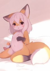 Rule 34 | 1girl, :o, animal ears, blush, fox ears, fox tail, furry, matsuu (akiomoi), no nipples, sex toy, solo, tail