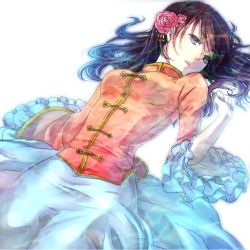 Rule 34 | 1girl, axis powers hetalia, brown eyes, brown hair, chinese clothes, dropoison, long hair, md5 mismatch, simple background, solo, taiwan (hetalia), tangzhuang, toggles