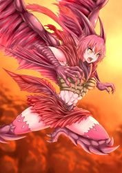 Rule 34 | abs, absurdres, fangs, godzilla: king of the monsters, godzilla (series), highres, kaijuu, legendary pictures, monster girl, monsterverse, muscular, muscular female, mynameissuusan, personification, red hair, rodan, rodan (monsterverse), solo, toho, tokusatsu, wings