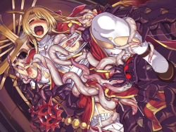 Rule 34 | blonde hair, blush, breasts, bug, cross, defloration, closed eyes, high priest (ragnarok online), highres, large breasts, long hair, mil (xration), monster, open mouth, ragnarok online, rape, saliva, tagme, tears, tentacles, torn clothes