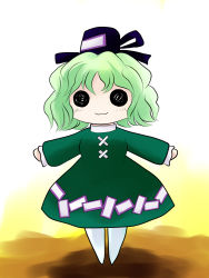 Rule 34 | 1girl, :3, dress, female focus, ghost, ghost tail, green dress, green hair, hat, multiple tails, o o, outstretched arms, short hair, soga no tojiko, solo, tail, touhou, yume shokunin