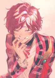 Rule 34 | 1boy, androgynous, blush, chloe (mahoutsukai no yakusoku), curly hair, closed eyes, flannel, highres, mahoutsukai no yakusoku, mole, mole under eye, nezumi sion, pale skin, red hair, smile
