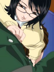 Rule 34 | 00s, 1boy, 1girl, animated, animated gif, black hair, character request, crotch rub, third-party edit, erection, erection under clothes, gakuran, glasses, highres, looking at viewer, pov, red eyes, school uniform, stitched, stringendo &amp; accelerando &amp; stretta, third-party edit