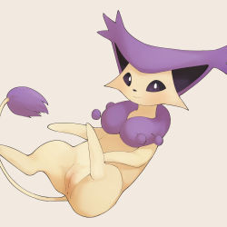 Rule 34 | 1girl, animal ears, anus, beige background, blush, cat, cat ears, colored sclera, creatures (company), delcatty, female focus, full body, furry, furry female, game freak, gen 3 pokemon, highres, legs up, looking at viewer, lying, nintendo, on back, pokemon, pokemon (creature), pokemon rse, purple sclera, pussy, simple background, smile, solo, spread legs, tail, uncensored, white eyes, youjo modoki