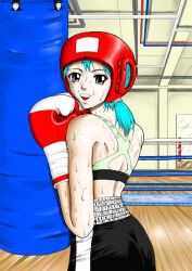 Rule 34 | boxer, boxing, boxing gloves, boxing ring, from behind, image sample, pixiv sample, santos