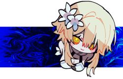 Rule 34 | 1girl, abstract background, bare shoulders, blonde hair, breasts, closed mouth, flower, genshin impact, hair flower, hair ornament, large breasts, looking at viewer, lumine (genshin impact), medium hair, ringed eyes, sidelocks, smile, solo, umiushi u, white flower, yellow eyes