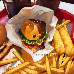Rule 34 | artist name, bread bun, burger, copyright name, criis-chan, danganronpa: trigger happy havoc, danganronpa (series), drink, food, food focus, foodification, french fries, monokuma, no humans, twitter username