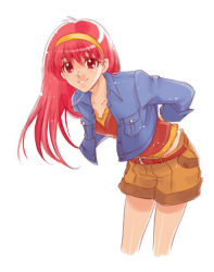 Rule 34 | fujisaki shiori, headband, leaning, red hair, smile, tagme, tokimeki memorial