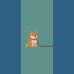 Rule 34 | animated, animated gif, blue background, dog, green background, leash, leash pull, looping animation, no humans, original, pixel art, shiba inu, wanpaku pixels