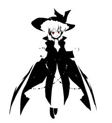 Rule 34 | 1girl, bad id, bad pixiv id, female focus, greyscale, hat, high contrast, kiriu, monochrome, red eyes, remilia scarlet, short hair, solo, spot color, touhou, vampire