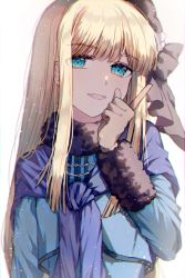 Rule 34 | 1girl, :d, black hat, blonde hair, blue eyes, brown gloves, deep (deep4946), fang, fate (series), gloves, hat, highres, index finger raised, long hair, long sleeves, looking at viewer, lord el-melloi ii case files, open mouth, reines el-melloi archisorte, simple background, smile, solo, straight hair, upper body, very long hair, white background
