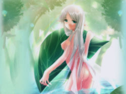 Rule 34 | 1girl, ass, breasts, elf, fairy, forest, leaf, mini person, minigirl, nature, nude, pointy ears, solo, water, wings