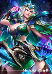 Rule 34 | 1girl, arena of valor, blonde hair, breasts, circlet, cleavage, large breasts, lips, long hair, neoartcore, parted lips, pointy ears, arena of valor, solo, staff, tel&#039;annas, thighs, white eyes
