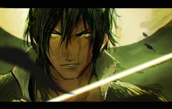 Rule 34 | 10s, 1boy, bayashiko, letterboxed, looking at viewer, male focus, ookurikara, parted lips, portrait, solo, sword, touken ranbu, upper body, weapon, yellow eyes
