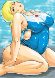 Rule 34 | 00s, blonde hair, breasts, childwife, curvy, covered erect nipples, erstin ho, green eyes, large breasts, lips, my-otome, plump, swimsuit, thick thighs, thighs, wet